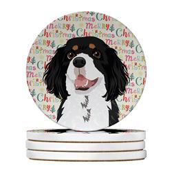 WDK2186RCS4 4 x 4 in. Unisex Cavalier King Charles Spaniel Tricolor No.2 Christmas Large Sandstone Coasters - Pack of 4