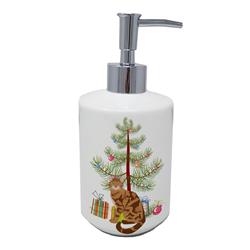 7 x 3.5 in. Unisex Bengal Cat Merry Christmas Ceramic Soap Dispenser