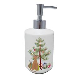 7 x 3.5 in. Unisex Devon Rex No.1 Cat Merry Christmas Ceramic Soap Dispenser