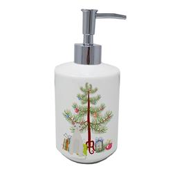 7 x 3.5 in. Unisex Devon Rex No.2 Cat Merry Christmas Ceramic Soap Dispenser