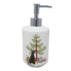 7 x 3.5 in. Unisex Devon Rex No.3 Cat Merry Christmas Ceramic Soap Dispenser