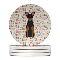 4 x 4 in. Unisex Merry Christmas Manchester Terrier Large Sandstone Coasters, Multi Color - Pack of 4