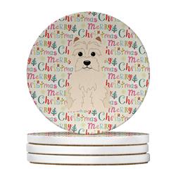 4 x 4 in. Unisex Merry Christmas Westie Large Sandstone Coasters, Multi Color - Pack of 4