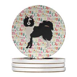WDK1712RCS4 4 x 4 in. Unisex Elo Dog No.2 Merry Christmas Large Sandstone Coasters - Pack of 4