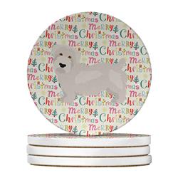 WDK1723RCS4 4 x 4 in. Unisex Glen of Imal No.2 Merry Christmas Large Sandstone Coasters - Pack of 4