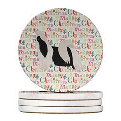 WDK1726RCS4 4 x 4 in. Unisex Imperial Shih Tzu Merry Christmas Large Sandstone Coasters - Pack of 4