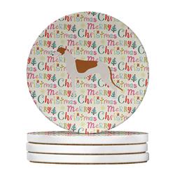 4 x 4 in. Unisex Greyhound Merry Christmas Large Sandstone Coasters, Multi Color - Pack of 4