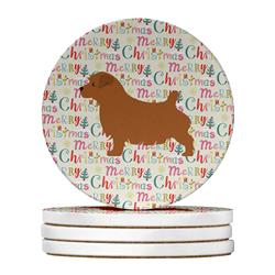 4 x 4 in. Unisex Norfolk Terrier Merry Christmas Large Sandstone Coasters, Multi Color - Pack of 4