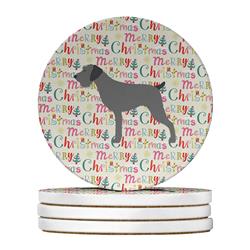 4 x 4 in. Unisex German Wirehaired Pointer Merry Christmas Large Sandstone Coasters, Multi Color - Pack of 4