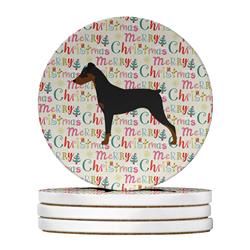4 x 4 in. Unisex German Pinscher Merry Christmas Large Sandstone Coasters, Multi Color - Pack of 4