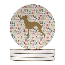 4 x 4 in. Unisex Italian Greyhound Merry Christmas Large Sandstone Coasters, Multi Color - Pack of 4