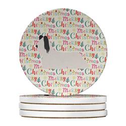 4 x 4 in. Unisex Skye Terrier Merry Christmas Large Sandstone Coasters, Multi Color - Pack of 4
