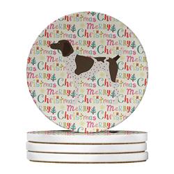 4 x 4 in. Unisex German Shorthaired Pointer Merry Christmas Large Sandstone Coasters, Multi Color - Pack of 4