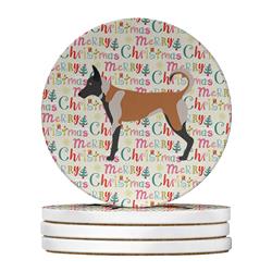 4 x 4 in. Unisex Belgian Malinois Merry Christmas Large Sandstone Coasters, Multi Color - Pack of 4