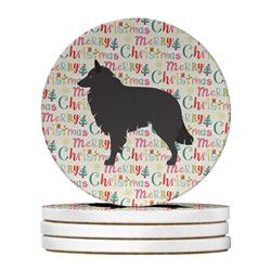 4 x 4 in. Unisex Groenendael Belgian Shepherd Large Sandstone Coasters, Multi Color - Pack of 4