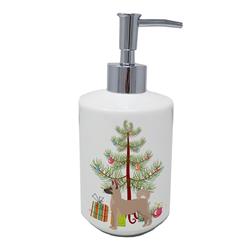 7 x 3.5 in. Unisex Akita Shepherd Christmas Tree Ceramic Soap Dispenser