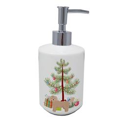7 x 3.5 in. Unisex Bichpoo Christmas Tree Ceramic Soap Dispenser
