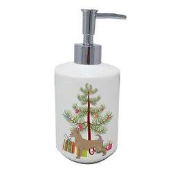 7 x 3.5 in. Unisex Tan Chorkie Christmas Tree Ceramic Soap Dispenser
