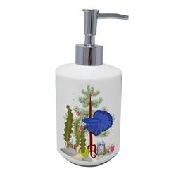 7 x 3.5 in. Unisex Super Delta Tail Betta Merry Christmas Ceramic Soap Dispenser