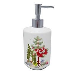 7 x 3.5 in. Unisex Veil Tail Betta Merry Christmas Ceramic Soap Dispenser