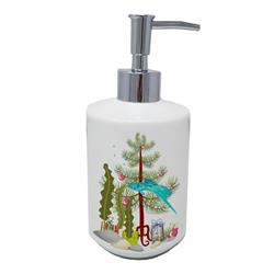7 x 3.5 in. Unisex Sword Tail Guppy Merry Christmas Ceramic Soap Dispenser