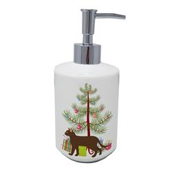 7 x 3.5 in. Unisex Suphalak Cat Merry Christmas Ceramic Soap Dispenser