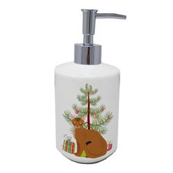 7 x 3.5 in. Unisex Abyssinian Cat Merry Christmas Ceramic Soap Dispenser