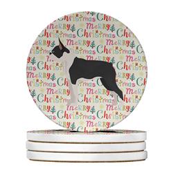 4 x 4 in. Unisex Boston Terrier Merry Christmas Large Sandstone Coasters - Pack of 4