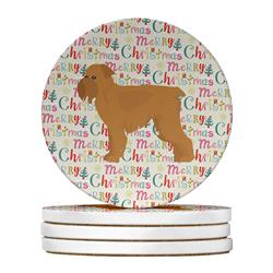 4 x 4 in. Unisex Brussels Griffon Merry Christmas Large Sandstone Coasters - Pack of 4