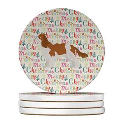 4 x 4 in. Unisex Blenheim Cavalier Spaniel Merry Christmas Large Sandstone Coasters - Pack of 4