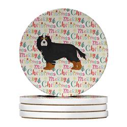 WDK1702RCS4 4 x 4 in. Unisex Cavalier King Charles Spaniel Merry Christmas Large Sandstone Coasters - Pack of 4