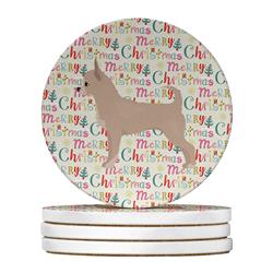 WDK1703RCS4 4 x 4 in. Unisex Chihuahua Merry Christmas Large Sandstone Coasters - Pack of 4