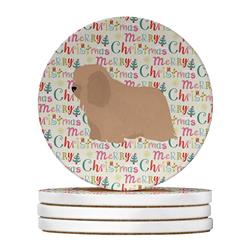 WDK1706RCS4 4 x 4 in. Unisex Coton de Tulear No.1 Merry Christmas Large Sandstone Coasters - Pack of 4