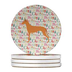 4 x 4 in. Unisex Pharaoh Hound Merry Christmas Large Sandstone Coasters, Multi Color - Pack of 4