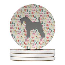 4 x 4 in. Unisex Kerry Blue Terrier Merry Christmas Large Sandstone Coasters, Multi Color - Pack of 4
