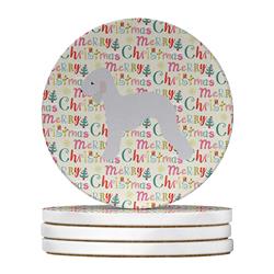 4 x 4 in. Unisex Bedlington Terrier Merry Christmas Large Sandstone Coasters, Multi Color - Pack of 4