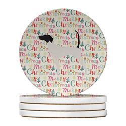 4 x 4 in. Unisex English Pointer Merry Christmas Large Sandstone Coasters, Multi Color - Pack of 4