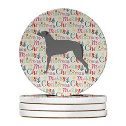 4 x 4 in. Unisex Scottish Deerhound Merry Christmas Large Sandstone Coasters, Multi Color - Pack of 4