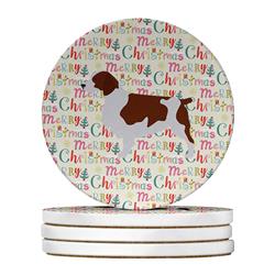 4 x 4 in. Unisex Welsh Springer Spaniel Merry Christmas Large Sandstone Coasters, Multi Color - Pack of 4