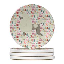 4 x 4 in. Unisex Poodle Merry Christmas Large Sandstone Coasters, Multi Color - Pack of 4