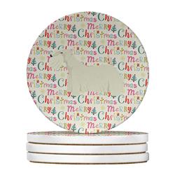 4 x 4 in. Unisex Sealyham Terrier Merry Christmas Large Sandstone Coasters, Multi Color - Pack of 4
