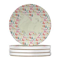4 x 4 in. Unisex Spitz Merry Christmas Large Sandstone Coasters, Multi Color - Pack of 4
