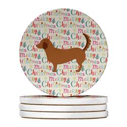 4 x 4 in. Unisex Alpine Dachsbrake Merry Christmas Large Sandstone Coasters, Multi Color - Pack of 4