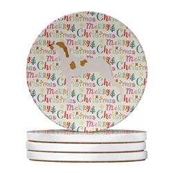 4 x 4 in. Unisex Ariege Pointer Merry Christmas Large Sandstone Coasters, Multi Color - Pack of 4