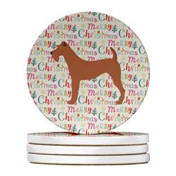 4 x 4 in. Unisex Irish Terrier Merry Christmas Large Sandstone Coasters, Multi Color - Pack of 4