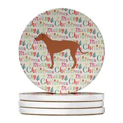 4 x 4 in. Unisex Rhodesian Ridgeback Merry Christmas Large Sandstone Coasters, Multi Color - Pack of 4