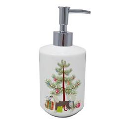 7 x 3.5 in. Unisex Chinese Crested Christmas Tree Ceramic Soap Dispenser