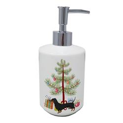7 x 3.5 in. Unisex Dachshund Christmas Tree Ceramic Soap Dispenser