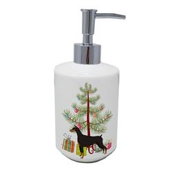 7 x 3.5 in. Unisex Doberman Pinscher Christmas Tree Ceramic Soap Dispenser