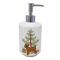 7 x 3.5 in. Unisex Brussels Griffon Christmas Tree Ceramic Soap Dispenser